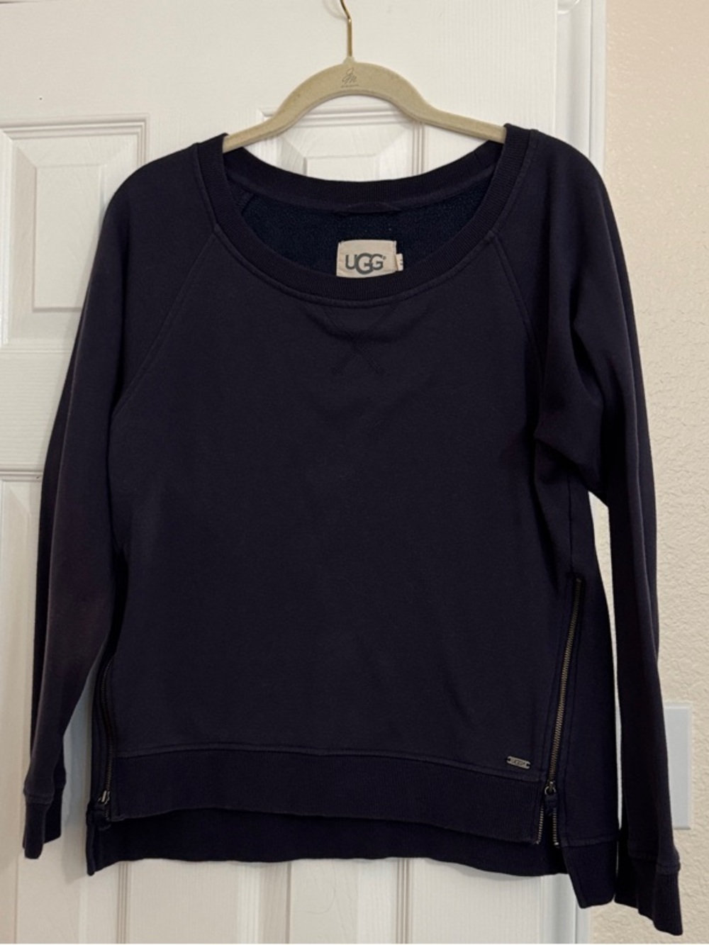 UGG Navy Crewneck Sweatshirt with Side Zips